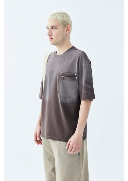 Yıkamalı Cep Detaylı Oversıze T-Shirt Kahve fiyatları