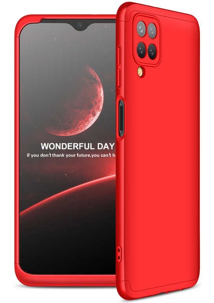 - Samsung Galaxy M12 - Kılıf Parmak izi Yapmayan 3 Parça Ays Kapak - Kırmızı - T17017