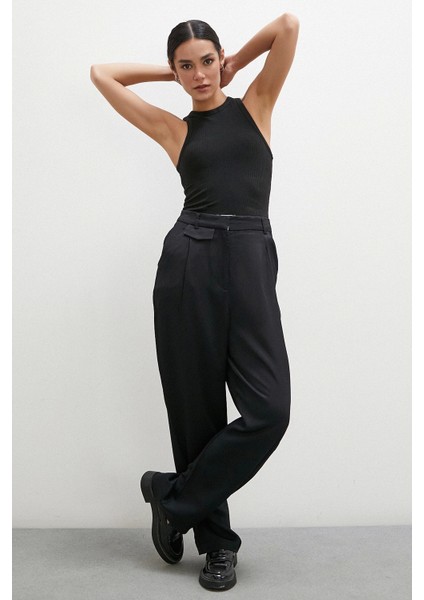 Kemer Detaylı Klasik Pantolon Siyah modelleri