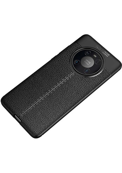 - Huawei Mate 40 Pro Uyumlu Kılıf Deri Görünümlü Auto Focus Karbon Niss Silikon Kapak