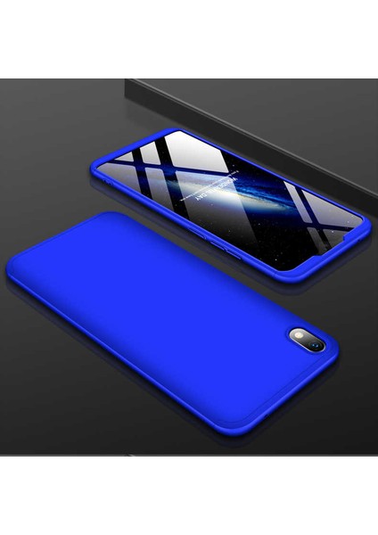 - Xiaomi Redmi 7A - Kılıf Parmak izi Yapmayan 3 Parça Ays Kapak - Mavi - T11031