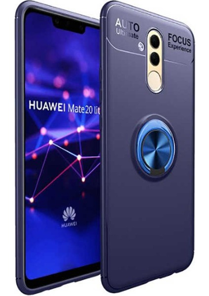 - Huawei Mate 20 Lite Uyumlu Kılıf Yüzüklü Auto Focus Ravel Karbon Silikon Kapak