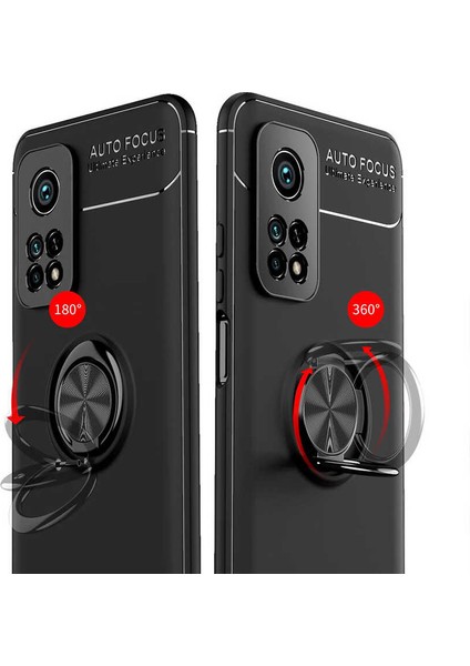 - Xiaomi Mi 10T 5g Uyumlu Kılıf Yüzüklü Auto Focus Ravel Karbon Silikon Kapak