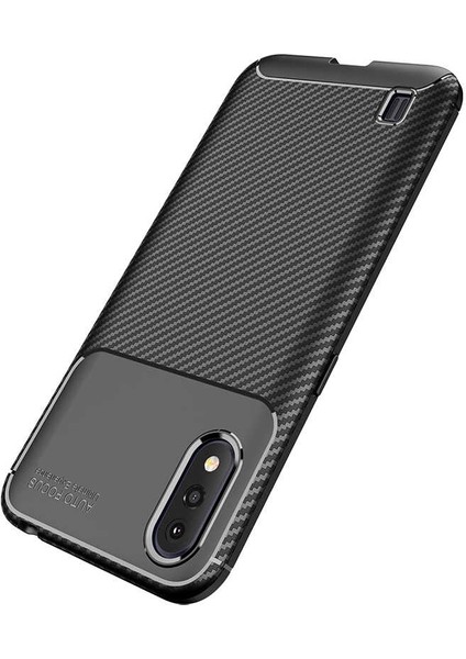 - Galaxy A01 Uyumlu Kılıf Auto Focus Negro Karbon Silikon Kapak