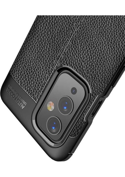 - One Plus 9 Uyumlu Kılıf Deri Görünümlü Auto Focus Karbon Niss Silikon Kapak