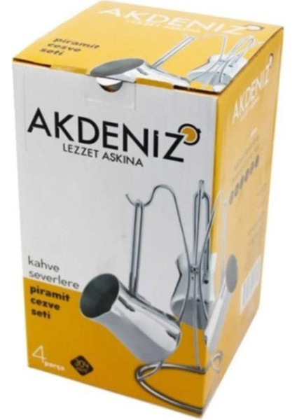 3'lü Piramit Metal Kulp Cezve Takımı