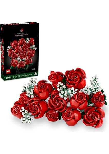 Icons Gül Buketi 10328 - Yetişkinler Için Dekoratif, Koleksiyonluk ve Sergilenebilir Yaratıcı Çiçek Model Yapım Seti (822 Parça) Alithestereo