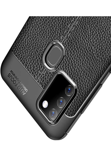 - Galaxy A21S Uyumlu Kılıf Deri Görünümlü Auto Focus Karbon Niss Silikon Kapak