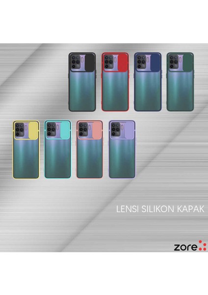 - Oppo Reno 5 Lite Uyumlu Kılıf Slayt Sürgülü Arkası Buzlu Lensi Kapak