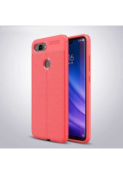 - Xiaomi Mi 8 Lite Uyumlu Kılıf Deri Görünümlü Auto Focus Karbon Niss Silikon Kapak