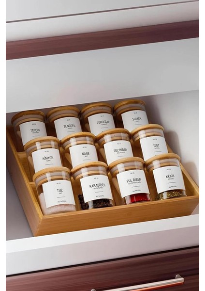 Bambu 3 Katlı Katlanır Ayaklı Baharatlık Standı Çekmece İçi Baharatlık Standı