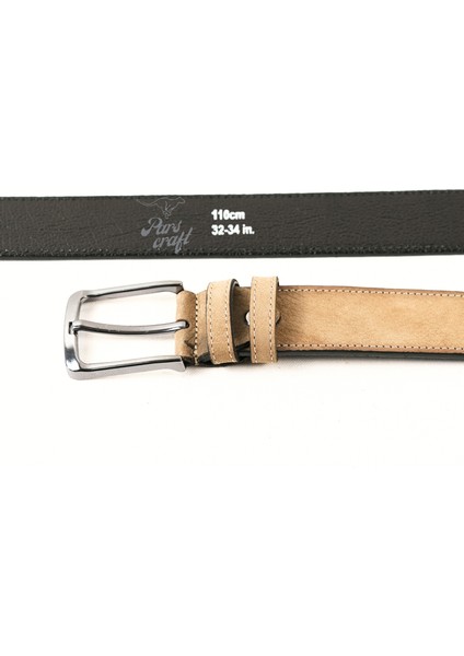 Parscraft Parscraft nubuk Deri Erkek Kemer 4 cm Bej Kot Kumaş Spor Kemer fırsatları