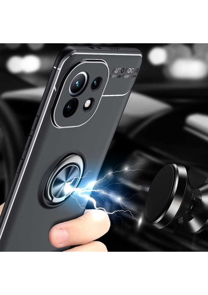 - Xiaomi Mi 11 Uyumlu Kılıf Yüzüklü Auto Focus Ravel Karbon Silikon Kapak