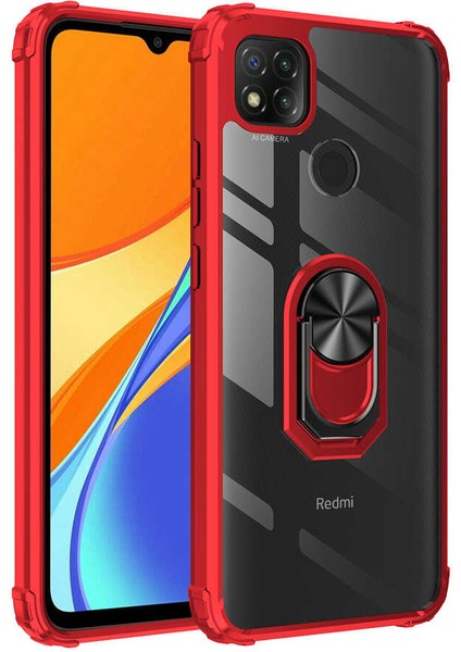 - Xiaomi Redmi 9c Uyumlu Kılıf Yüzüklü Arkası Şeffaf Koruyucu Mola Kapak