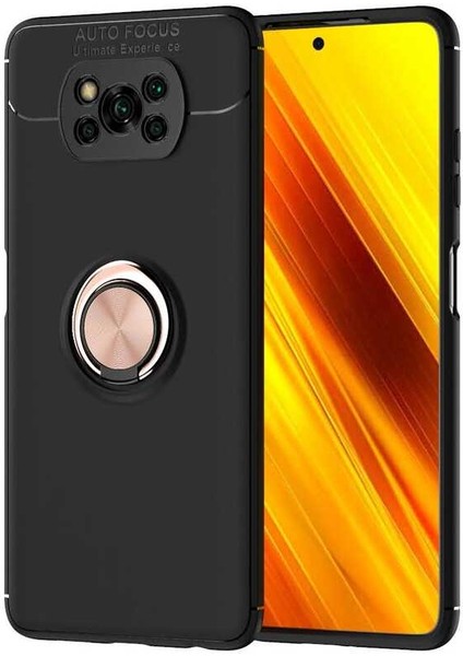 Kilifolsun - Xiaomi Poco X3 / Poco X3 Nfc / Poco X3 Pro Uyumlu Kılıf Yüzüklü Auto Focus Ravel Karbon Silikon Kapak