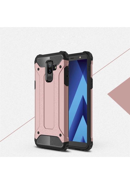 - Galaxy A6 Plus 2018 Uyumlu Kılıf Çift Katman Zırh Tank Crash Military Kapak