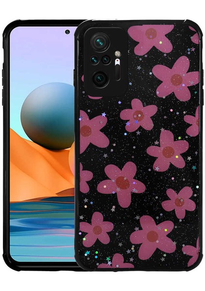 Kilifolsun - Xiaomi Redmi Note 10 Pro Uyumlu Kılıf Simli Desenli Kamera Korumalı Parlak Popy Kapak