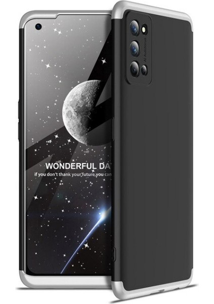 - Realme 7 Pro - Kılıf Parmak izi Yapmayan 3 Parça Ays Kapak - Siyah-Gri - T15431