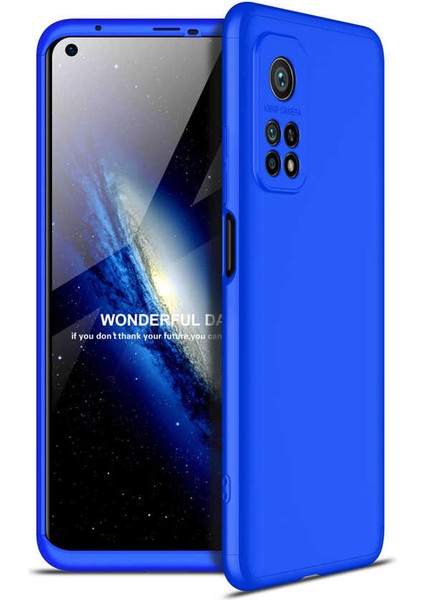 - Xiaomi Mi 10T Pro 5G - Kılıf Parmak izi Yapmayan 3 Parça Ays Kapak - Mavi - T16323