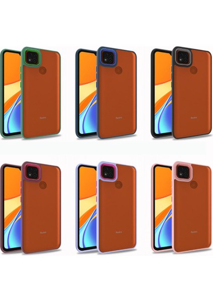 - Xiaomi Redmi 9c Uyumlu Kılıf Arkası Şeffaf Kamera Çevresi Parlak Zıt Renkli Flora Kapak