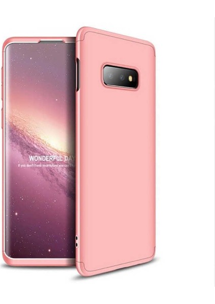 - Samsung Galaxy S10E - Kılıf Parmak izi Yapmayan 3 Parça Ays Kapak - Rose Gold - T8014