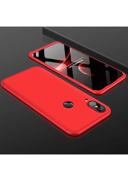 - Huawei P20 Lite - Kılıf Parmak izi Yapmayan 3 Parça Ays Kapak - Kırmızı - T3283
