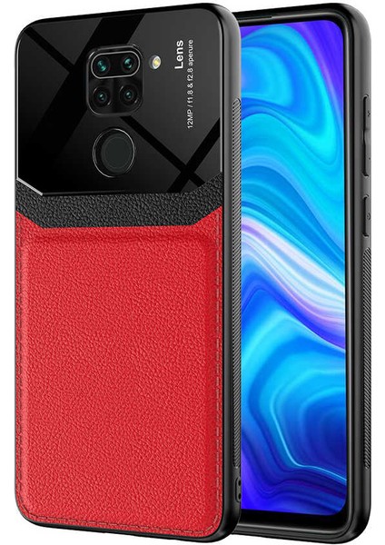 - Xiaomi Redmi Note 9 Uyumlu Kılıf ​deri Görünümlü Parlak Mika Tasarımlı Emiks Kapak