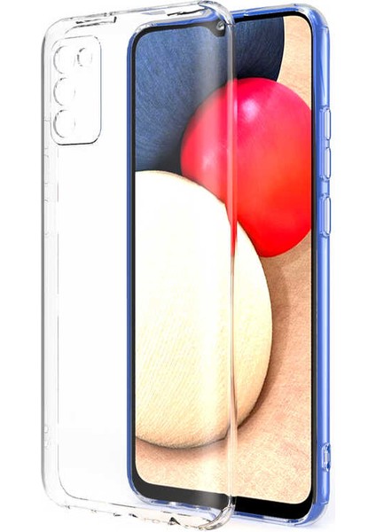 - Galaxy A02S Uyumlu Kılıf Kamera Korumalı Şeffaf Slim Fit Süper Silikon Kapak