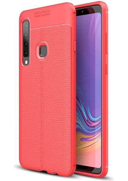 - Galaxy A9 2018 Uyumlu Kılıf Deri Görünümlü Auto Focus Karbon Niss Silikon Kapak