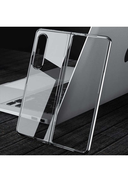 - Galaxy Z Fold 3 Uyumlu Kılıf Metal Görünümlü Koruyucu Kıpta Kapak