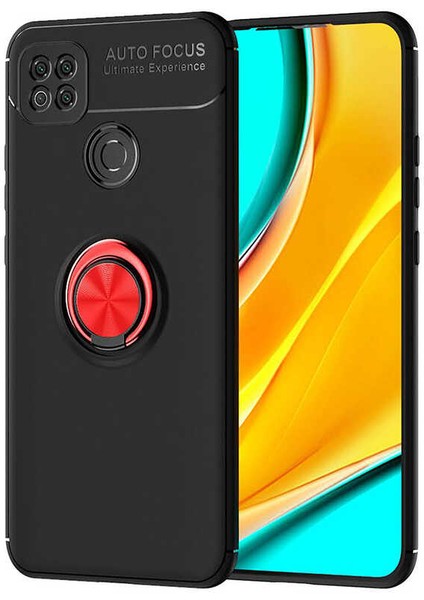 - Xiaomi Redmi 9c Uyumlu Kılıf Yüzüklü Auto Focus Ravel Karbon Silikon Kapak