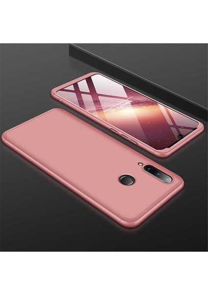 - Huawei P30 Lite - Kılıf Parmak izi Yapmayan 3 Parça Ays Kapak - Rose Gold - T8330