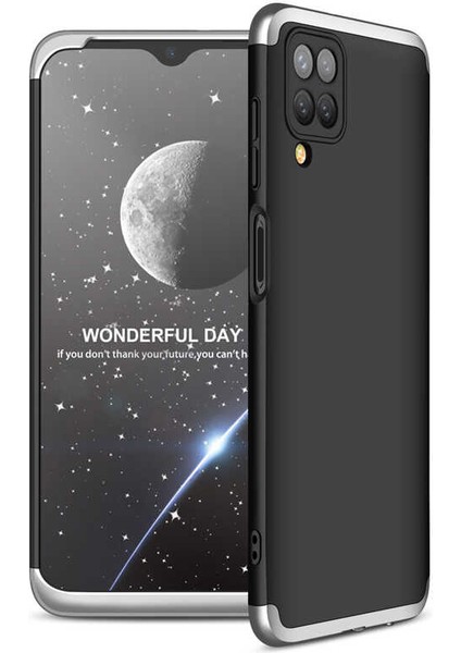 - Samsung Galaxy M12 - Kılıf Parmak izi Yapmayan 3 Parça Ays Kapak - Siyah-Gri - T17017