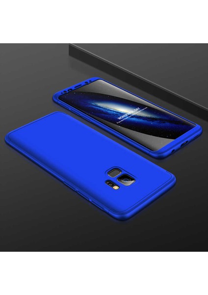 - Samsung Galaxy S9 - Kılıf Parmak izi Yapmayan 3 Parça Ays Kapak - Mavi - T1735
