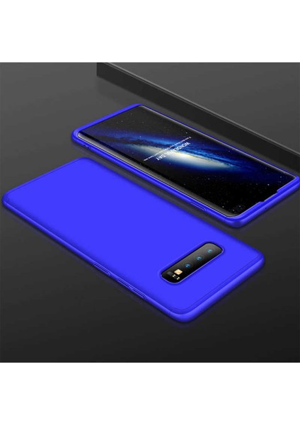 - Samsung Galaxy S10 Plus - Kılıf Parmak izi Yapmayan 3 Parça Ays Kapak - Mavi - T8015