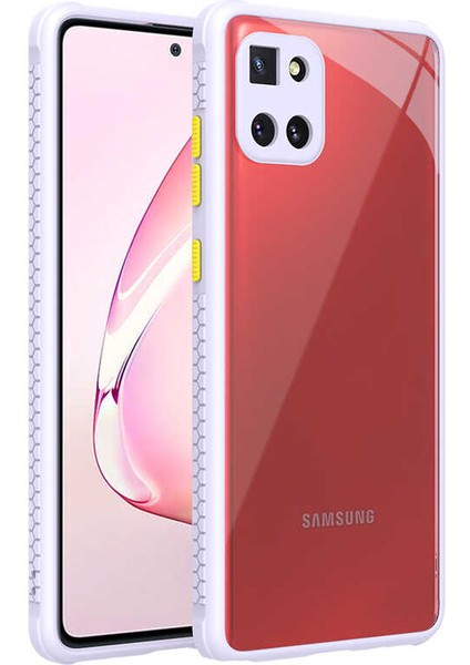 - Galaxy A81 (Note 10 Lite) Uyumlu Kılıf ​​kenarları Tırtıklı Renkli Düğmeli Kaff Kapak