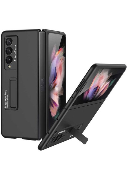 - Galaxy Z Fold 3 Uyumlu Kılıf Stan Olabilen Sert Koruyucu Stand Kılıf