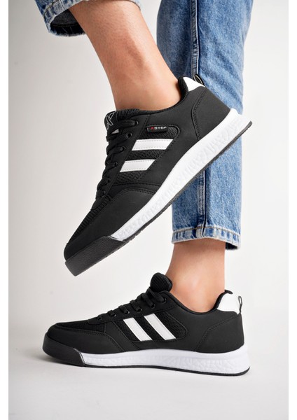 Ortopedik Taban Çizgili Unisex Yazlık Siyah Beyaz Rengi Spor Ayakkabı