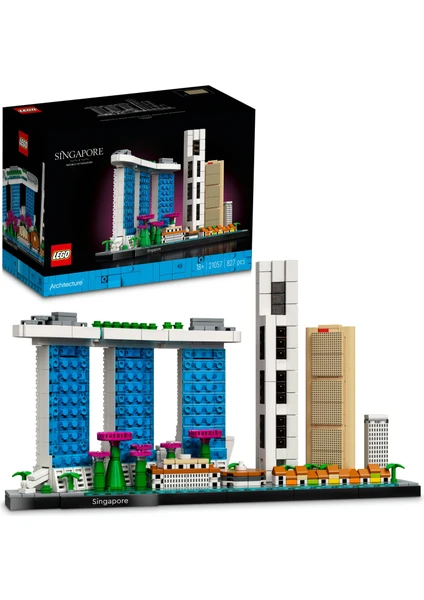 LEGO® Architecture Şehir Yapıları Koleksiyonu: Singapur 21057 - Yetişkinler İçin Koleksiyonluk Sergilenebilir Model Yapım Seti (827 Parça)