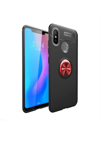 - Xiaomi Redmi Note 7 Uyumlu Kılıf Yüzüklü Auto Focus Ravel Karbon Silikon Kapak