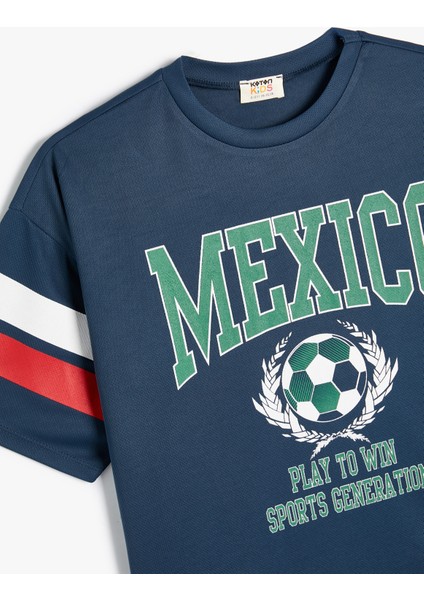T-Shirt Mexico Baskılı Slogan Detaylı Kısa Kollu Renk Bloklu modelleri