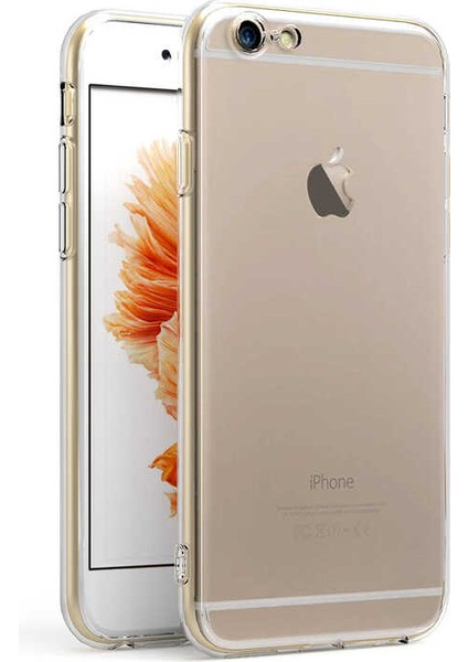 - iPhone 6 / 6s Uyumlu Kılıf Kamera Korumalı Şeffaf Slim Fit Süper Silikon Kapak