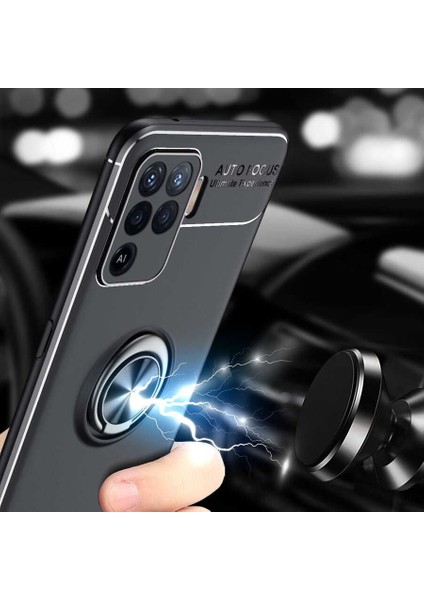 - Oppo Reno 5 Lite Uyumlu Kılıf Yüzüklü Auto Focus Ravel Karbon Silikon Kapak