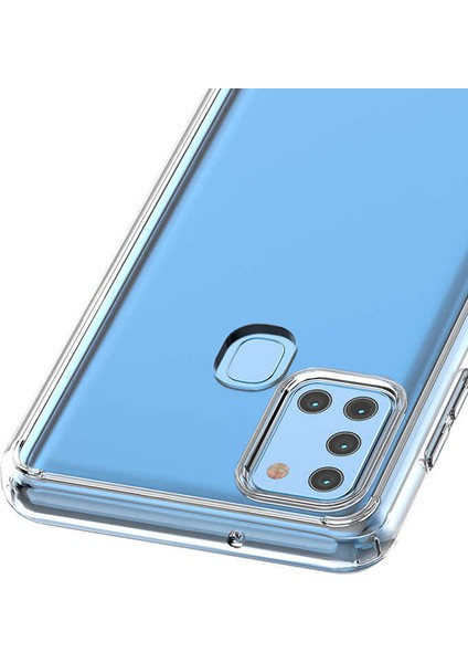 - Galaxy A21S Uyumlu Kılıf Sert Cam Gibi Şeffaf Koruyucu Coss Kapak