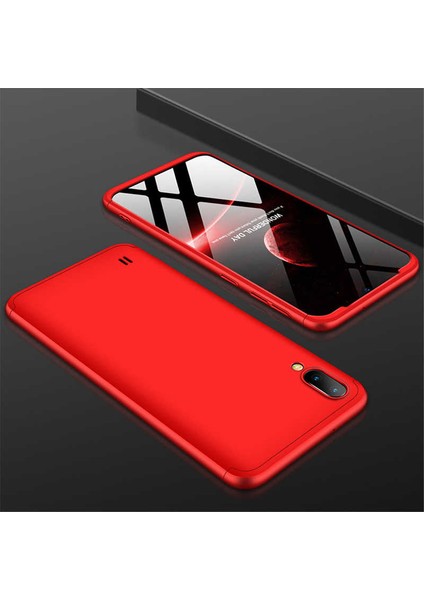 - Samsung Galaxy M10 - Kılıf Parmak izi Yapmayan 3 Parça Ays Kapak - Kırmızı - T8072
