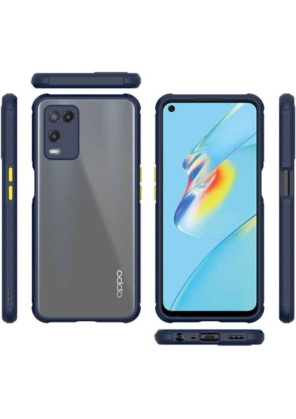 Kilifone - Oppo A54 4g Uyumlu Kılıf ​​kenarları Tırtıklı Renkli Düğmeli Kaff Kapak