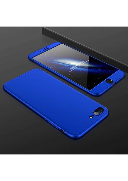 - Apple iPhone 8 Plus - Kılıf Parmak izi Yapmayan 3 Parça Ays Kapak - Mavi