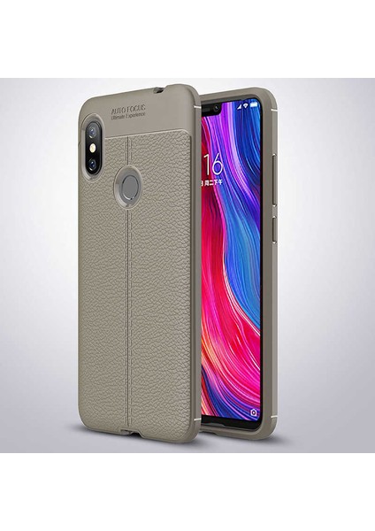 - Xiaomi Redmi Note 6 Pro Uyumlu Kılıf Deri Görünümlü Auto Focus Karbon Niss Silikon Kapak