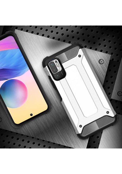 - Xiaomi Poco M3 Pro Uyumlu Kılıf Çift Katman Zırh Tank Crash Military Kapak