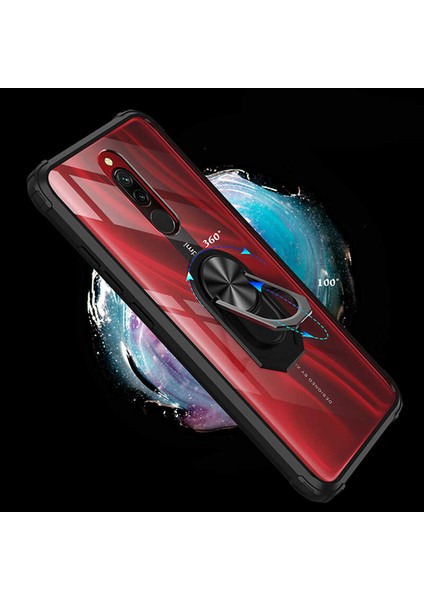 - Xiaomi Redmi 8A Uyumlu Kılıf Yüzüklü Arkası Şeffaf Koruyucu Mola Kapak